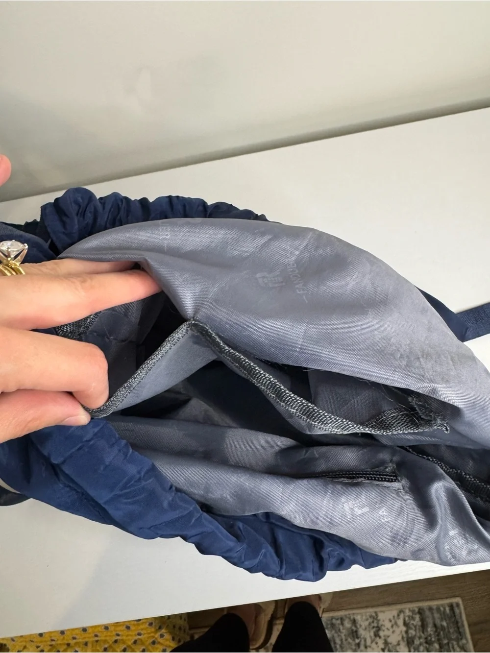 Lululemon Lightweight Nylon Drawstring Backpack Blue Packable Cinch Bag